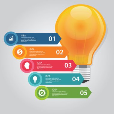 fikir bilgi grafik grafik daire unsurları beş 5 ampul iş vektör