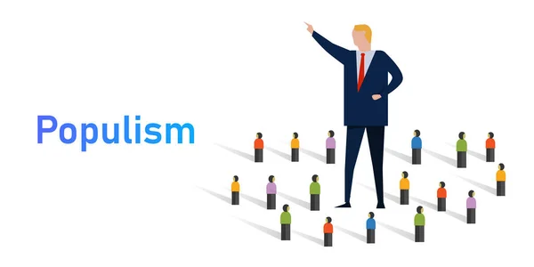 Populism political approach appeal to ordinary people who feel that their concerns are disregarded by established elite groups — Stock Vector