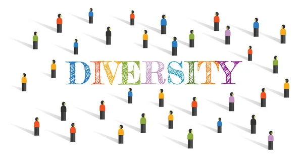 Vielfalt in der Einheitsgesellschaft leben koexistieren verschiedene Rassen Farbe kulturelles Symbol der Crowd Integration als Nation Hintergrund — Stockvektor