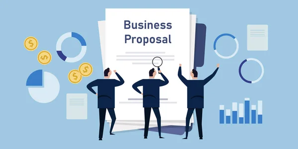 Business proposal team voorstellen bedrijfsplan analyseren professionele financiële analyse — Stockvector