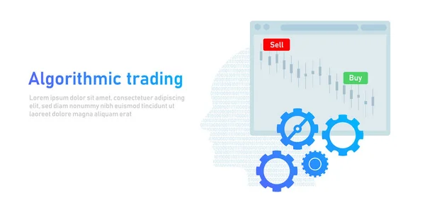 Algorithmique trading robot transaction commerce automatisation marché financier software acheter et vendre des actions applications en ligne — Image vectorielle