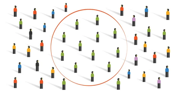 Ekokammare filter bubbla som förbinder människor med samma liknande idéer i publiken online — Stock vektor