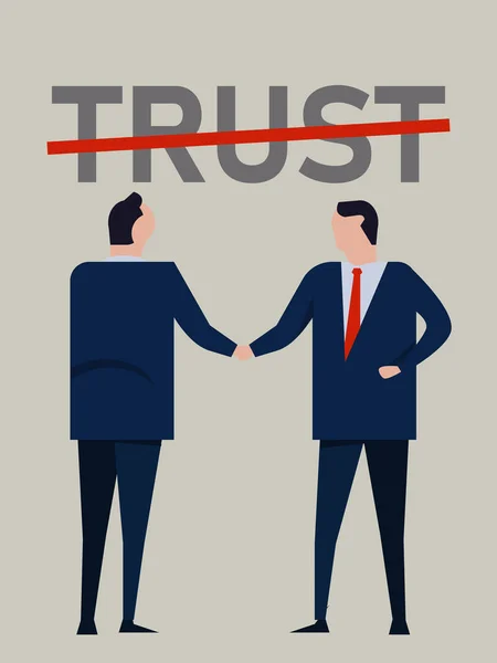 Desconfianza o no confianza en el negocio de la asociación baja falta de fe personas sin apretón de manos — Vector de stock