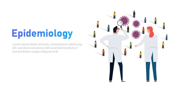 Epidemiológiai epidemiológus tudós elemzi a kovid-19 koronavírus pandémiára vonatkozó adatokat — Stock Vector