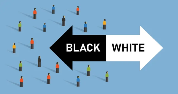 社会による黒人と白人の判断は正しい選択は違う道を選ぶ — ストックベクタ