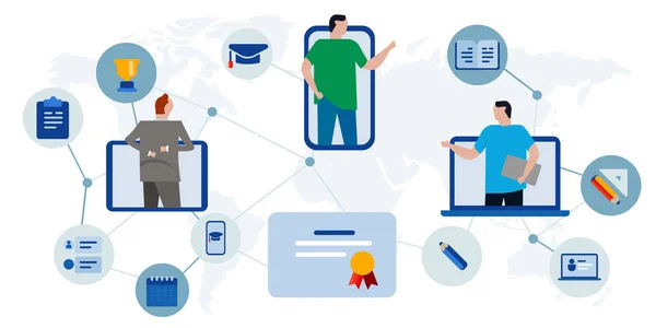 オンライン教育認定コーストレーニングディスカッション講義大学 — ストックベクタ
