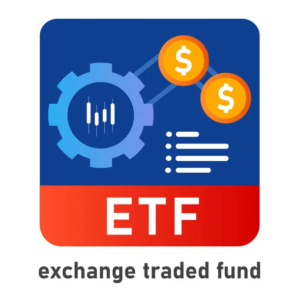 ETF bourse négociée icône de fonds investisseur investir dans l'argent de fonds commun de placement financière liée aux indices boursiers indice marché — Image vectorielle