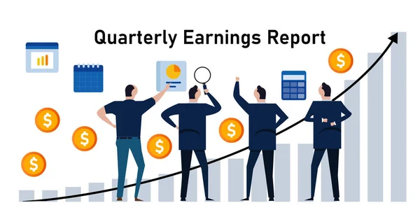Driemaandelijkse winstrapportage periodieke financiële winst elk kwartaal van het jaar sales profit company — Stockvector
