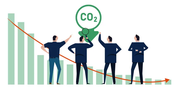 Ridurre le emissioni di CO2 leader concordano sulla riduzione dell'inquinamento lavorando insieme cooperazione — Vettoriale Stock