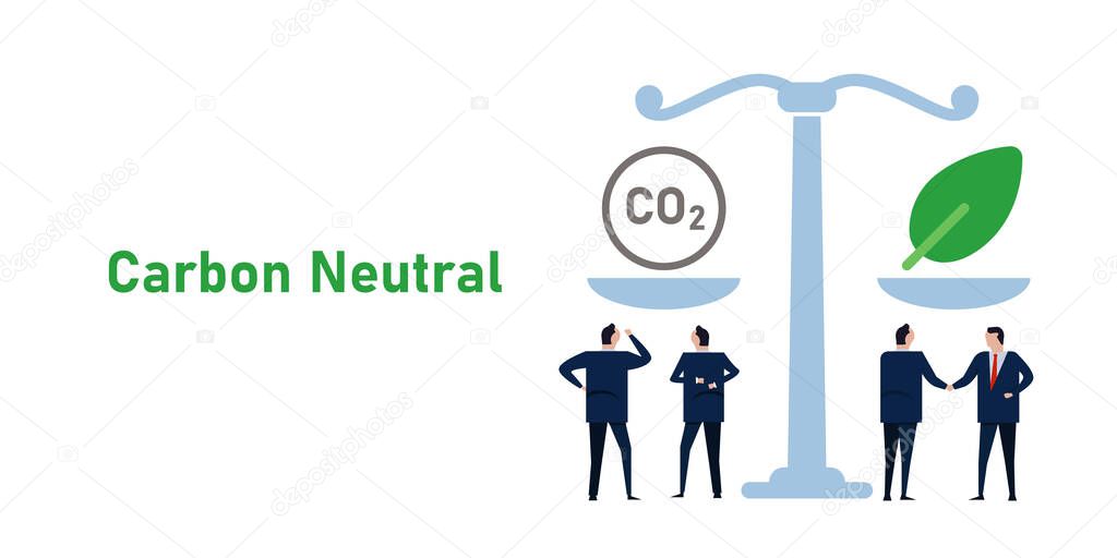 balancing carbon neutral CO2 gas emission offset leader make deal agreement business neutralize pollution impact