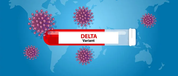 Covid-19 nova variante delta corona vírus epidemia mutação multidão —  Vetores de Stock