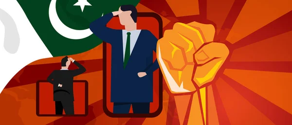 Пакистан онлайн празднование Дня независимости интернет-церемонии рука кулак патриота — стоковый вектор