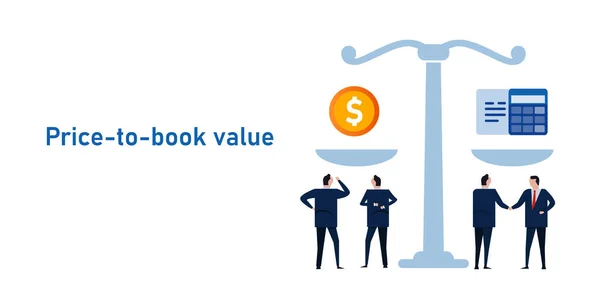 Ratio precio / libro PB comparar la valoración del precio de las acciones con el valor contable de los activos reales de la empresa o el patrimonio neto — Vector de stock