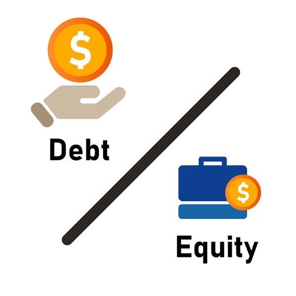 負債と株主価値富の比較による自己資本比率会社の基本レビュー指標への負債 — ストックベクタ