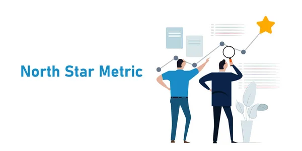 North star metric start-up 회사 성공률 측정 수익 가치 및 진행 상황 측정 — 스톡 벡터