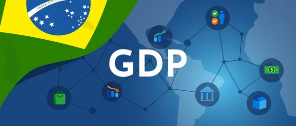 PIB do Brasil Produto Interno Bruto da Bandeira Brasileira e ilustração do mapa Produtividade do país — Vetor de Stock