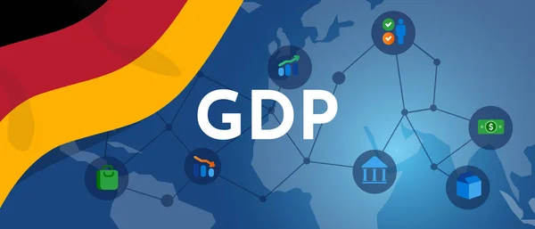 독일 GDP GDP GDP 국기 및 국가 생산성 삽화 — 스톡 벡터