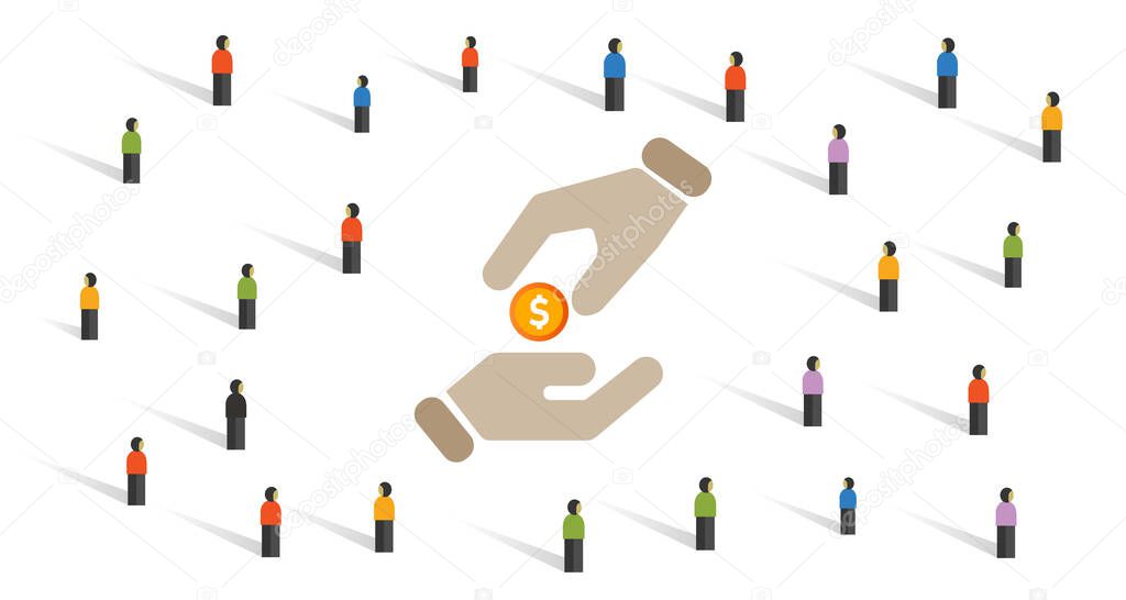 philanthropy icon government subsidy stimulus donation for poor poverty public charity hand giving coin
