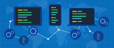 Çapraz platform çoklu aygıt yazılım ağı bağlı küresel adaptif uygulama çevrimiçi bağlandı
