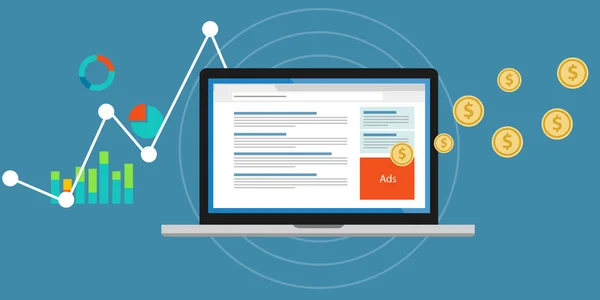 PPC (Pago por clic) tráfico de gráficos conceptuales analíticos de marketing en Internet — Vector de stock