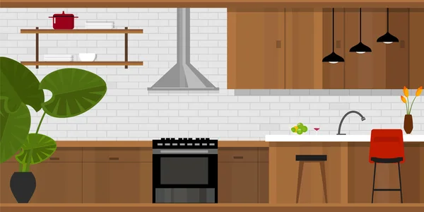 Cocina muebles de interior casa interior — Vector de stock