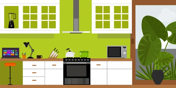 Cocina muebles de interior casa — Vector de stock