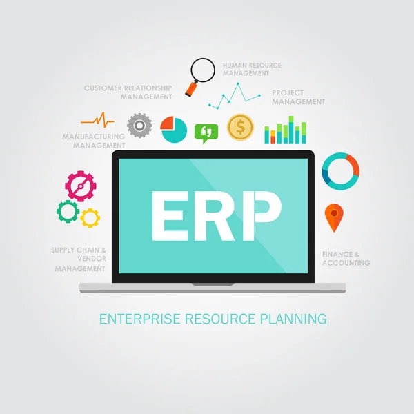 Planificación de recursos de la empresa erp — Archivo Imágenes Vectoriales