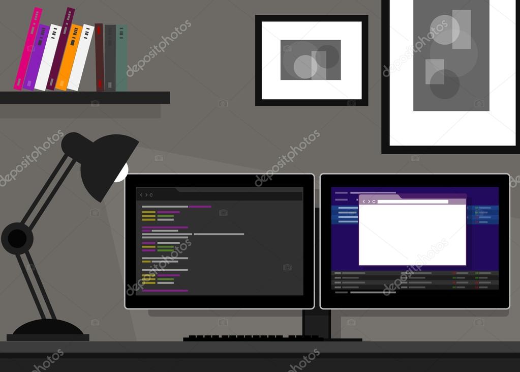 Dual Two Monitor Programming 70960531 - WDRFree Vector illustration of Dual Two Monitor Programming 70960531