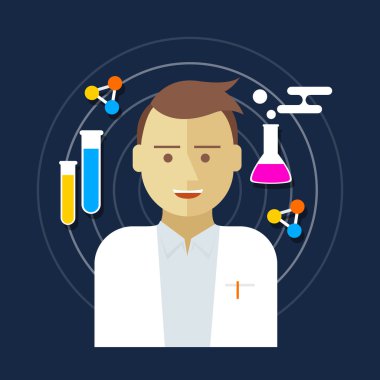 kimyager bilim laboratuarı vektör çizim