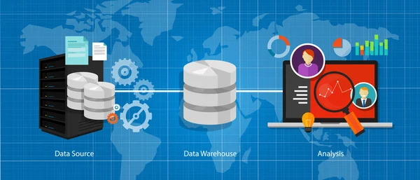 Daten Business Intelligence Warehouse Datenbank — Stockvektor