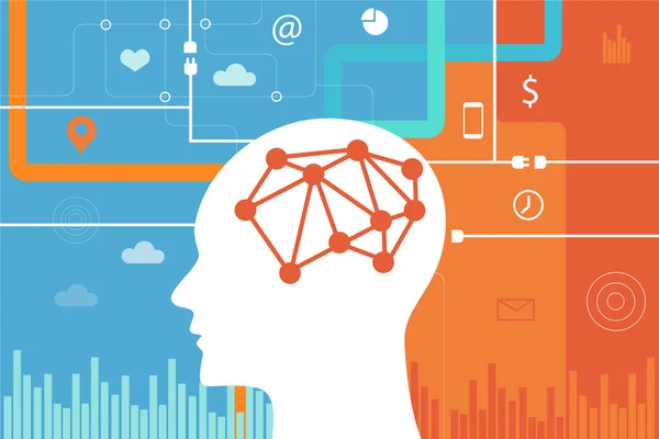 Neurociência geração ciência do cérebro y millenials —  Vetores de Stock