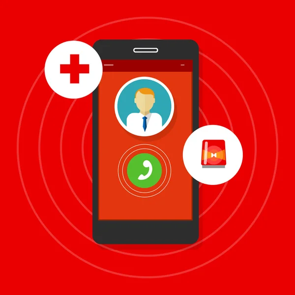 Salud llamada de emergencia teléfono móvil — Vector de stock