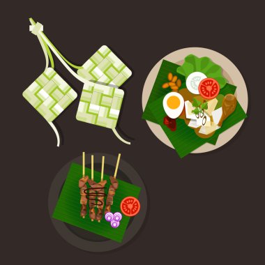 Lebaran ketupat Idul fitri IED gıda sate ayam opor
