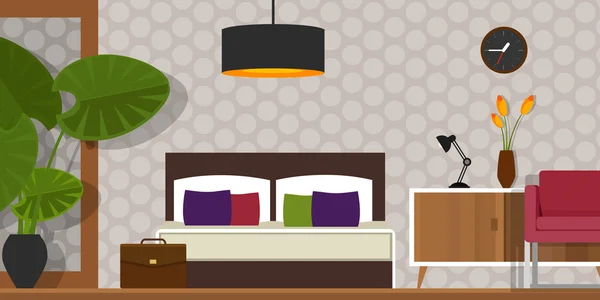 Dormitorio interior vector casa muebles homr — Vector de stock