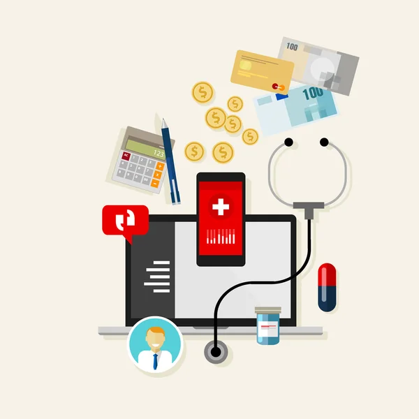Ödeme vade sağlık tıbbi tedavi maliyeti — Stok Vektör
