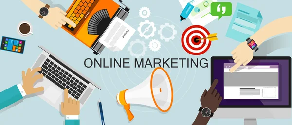 Promoción de Marketing Online Branding ads web — Archivo Imágenes Vectoriales