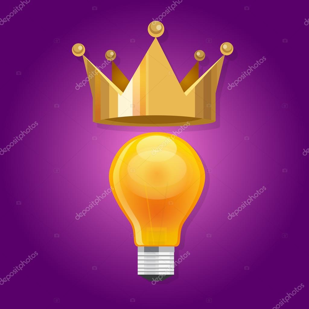 Idea is king bulb shine lamp crown queen vector