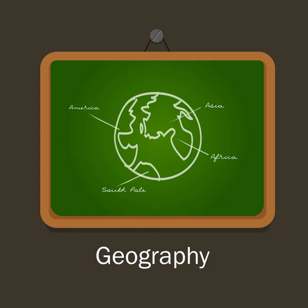 Geografía escuela asignatura estudio tiza tabla clase tierra — Archivo Imágenes Vectoriales