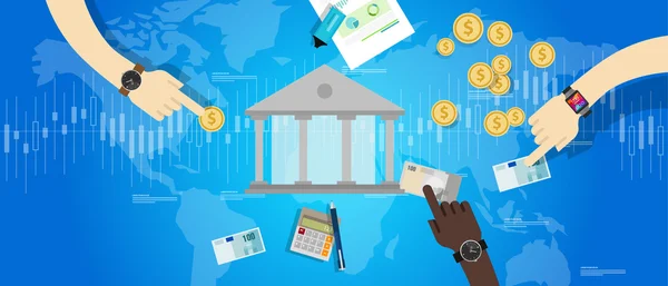 銀行金融業界の市場国際的な中央銀行 — ストックベクタ