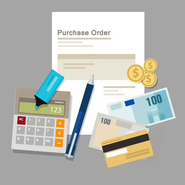 Nákupní objednávky po dokument papírování zakázek — Stockový vektor