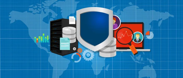 Protezione dei dati database sicurezza internet scudo — Vettoriale Stock