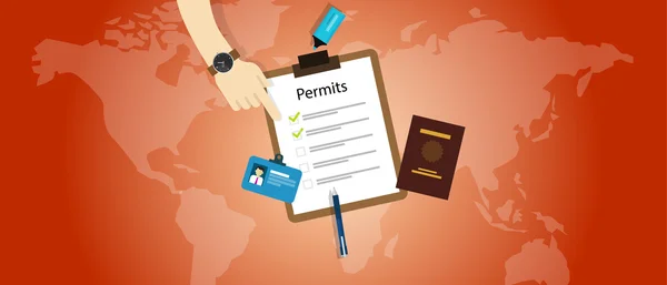 Work travel permits passport application immigration — Stock Vector
