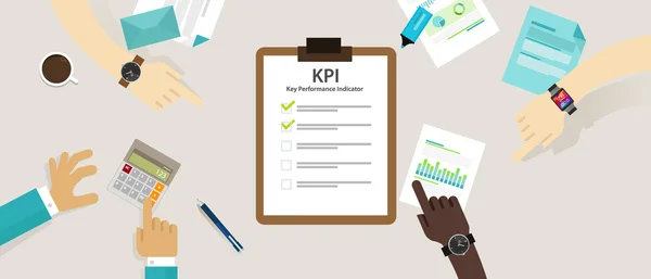 Kpi indicador clave de rendimiento estrategia de evaluación del concepto de negocio medida hr — Vector de stock