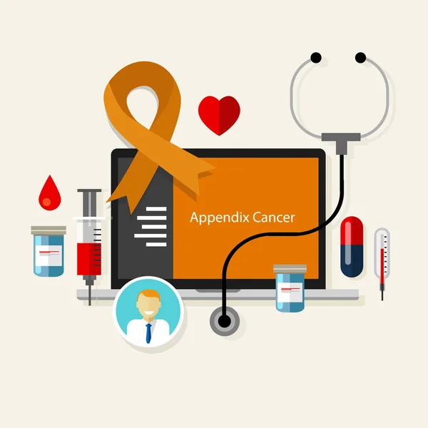 Annexe cancer appendicite médical ruban orange traitement maladie de la santé — Image vectorielle