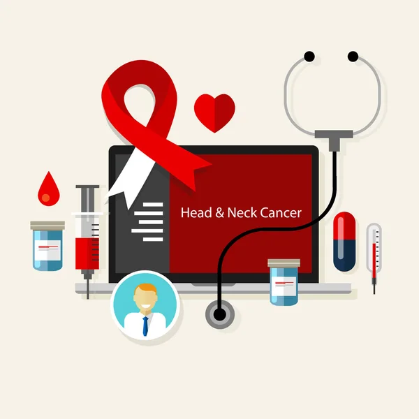 Cáncer de cabeza y cuello médico cinta roja blanca tratamiento enfermedad de salud — Vector de stock