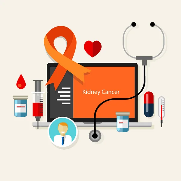 Cáncer de riñón tratamiento médico de la cinta naranja enfermedad de salud — Vector de stock