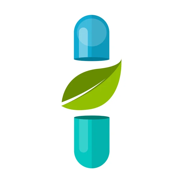 Capsul daun obat alternatif alami - Stok Vektor