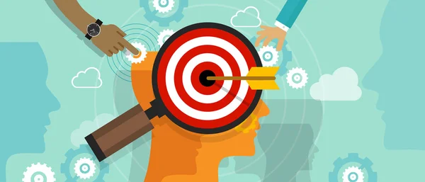 Strategie Target Positionierung in Consumer Customer Mind Marketing Marktkonzept Position Human Head Schach — Stockvektor