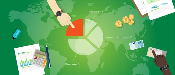 Market share product pie chart gráfico de negócios economia de lucro —  Vetores de Stock