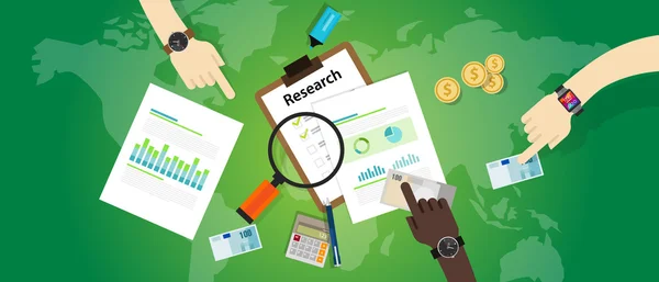 Analyse de marché graphique barre tarte processus d'affaires information produit focus — Image vectorielle